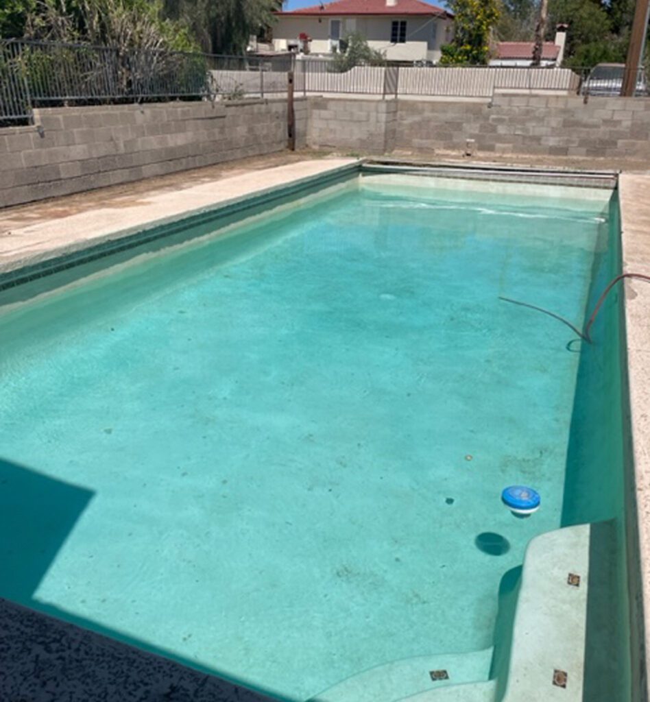 A pool after algae treatment